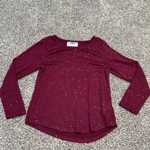 Old navy long sleeve burgundy sparkle shirt
